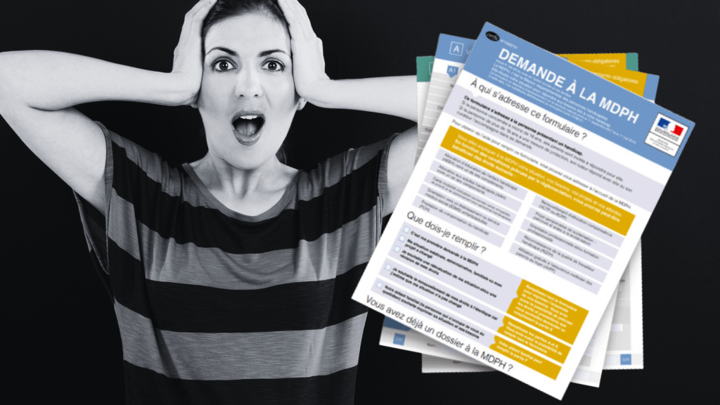 une femme à l'air effrayée devant son dossier mdph