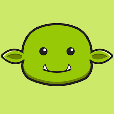 logo de goblin tools : tête de gobelin sympathique sur fond vert
