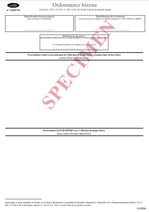 specimen d'ordonnance bizone
