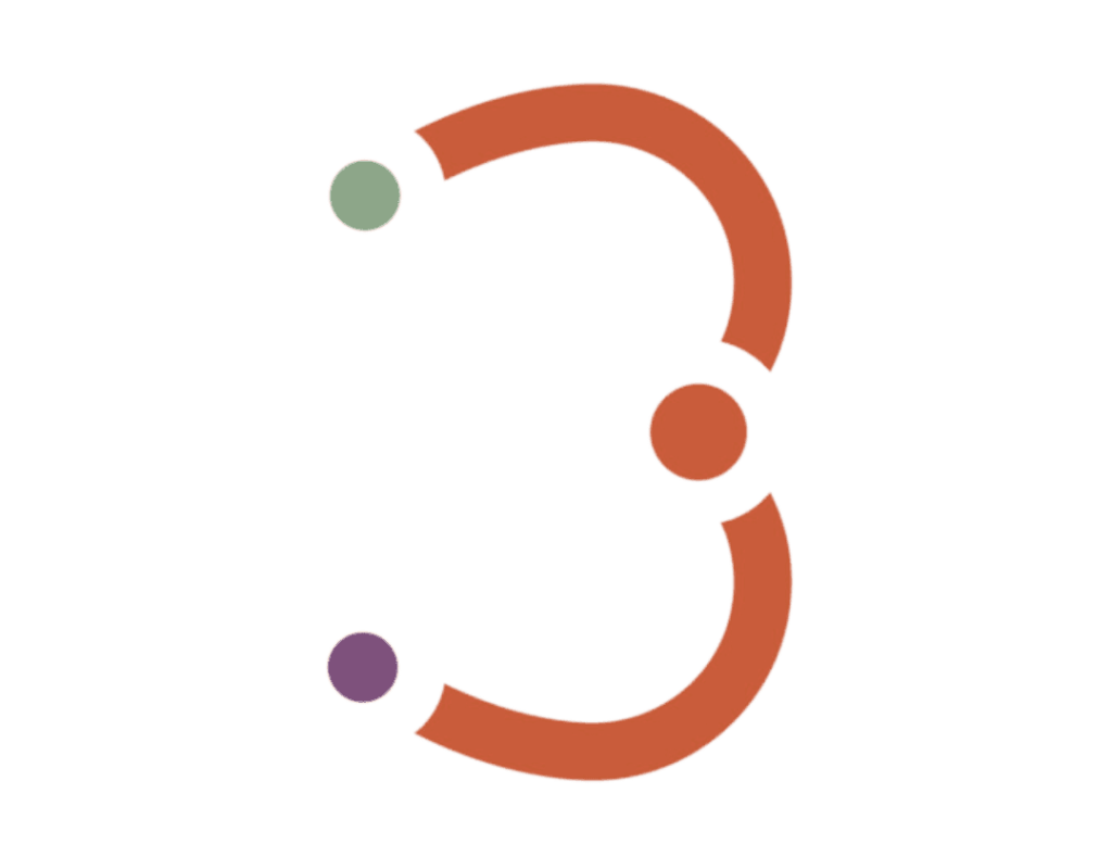 logo de l'application tiers : un point central fait tiers pour relier deux autres points.