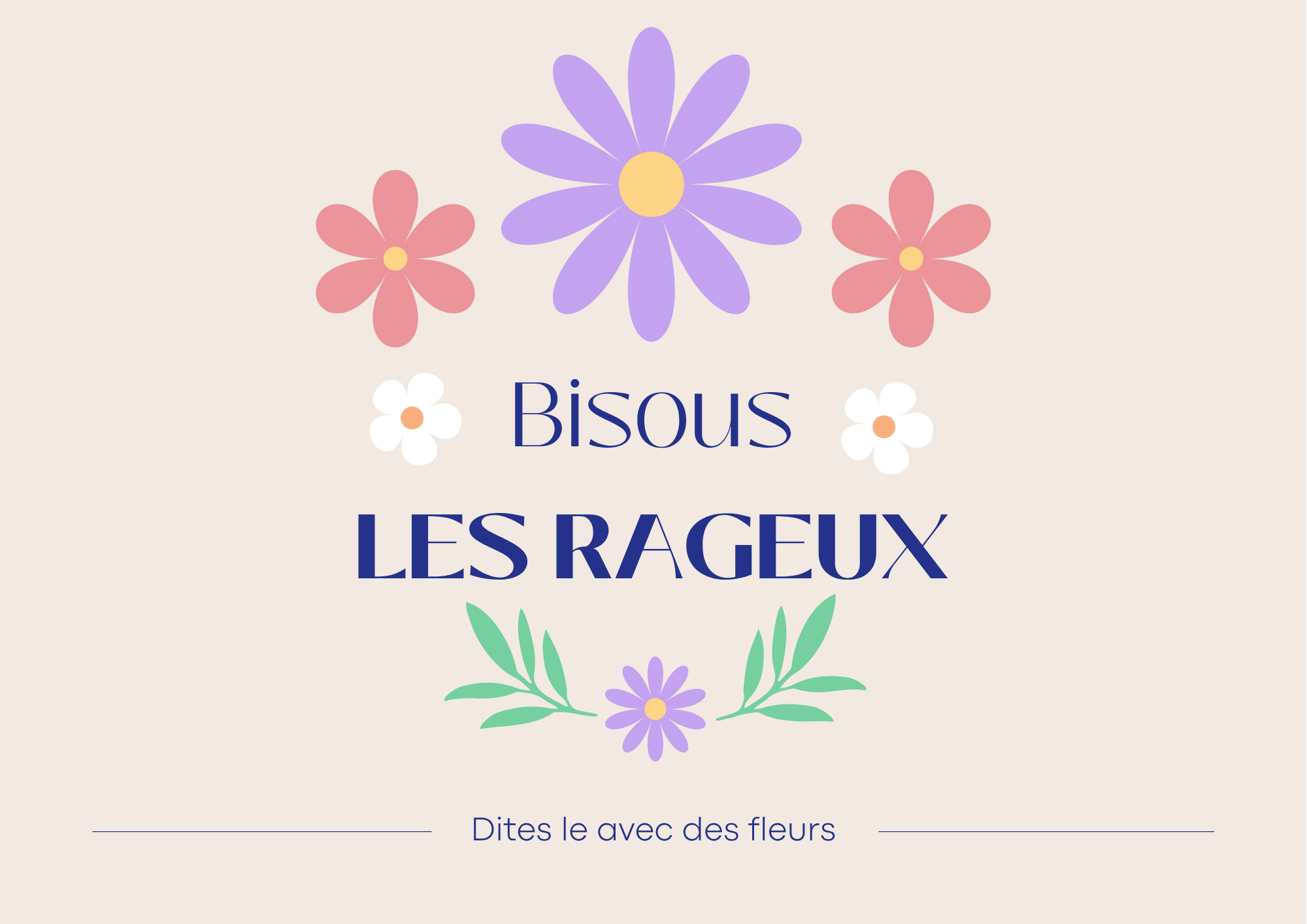 bisous les regeux entouré de petites fleurs